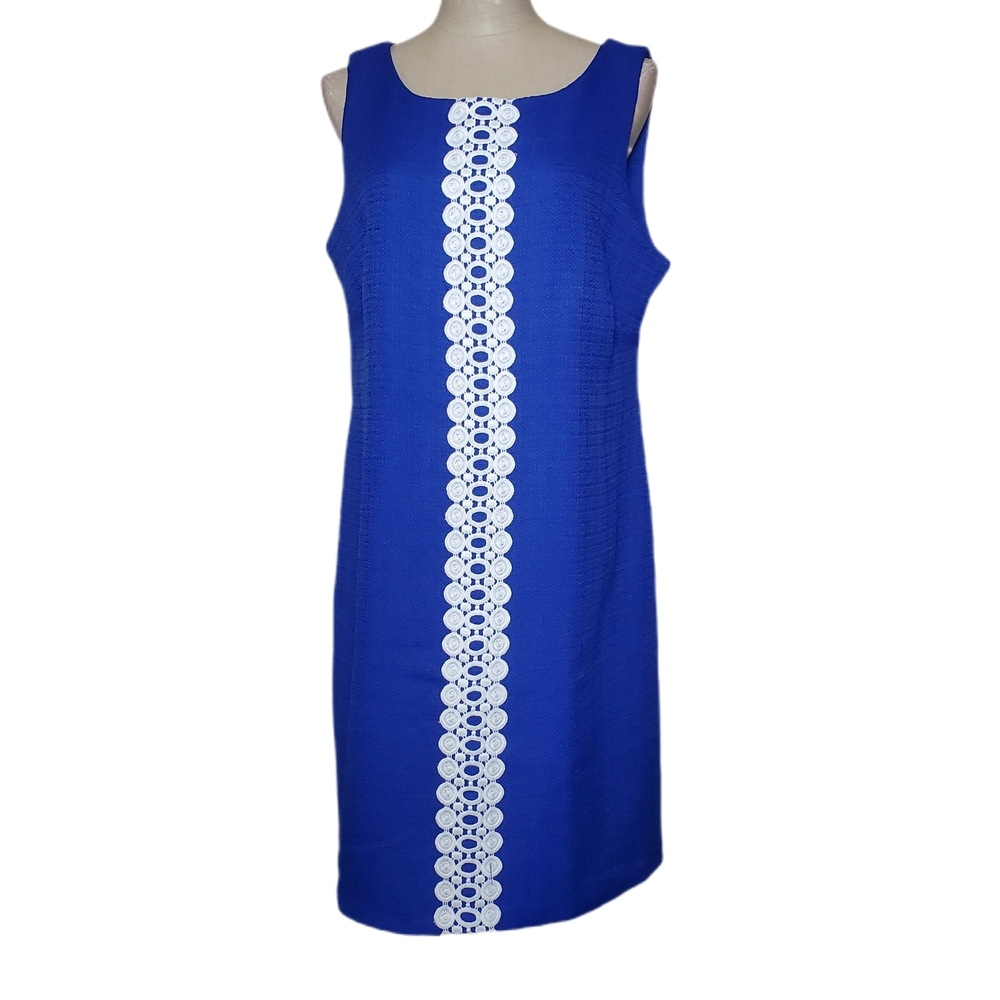 Ronni Nicole Elegant Royal Blue Sleeveless Dress  with White Lace NWT Sz 10